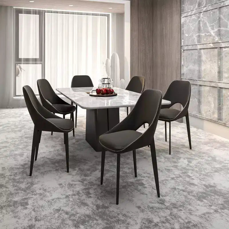 LeisureMod Amalfi Collection Sedie da Pranzo Imbottite Set da 2 Design Curvo con Schienale Aperto e Gambe in Ferro Verniciato a Polvere per Cucina e Sala da Pranzo