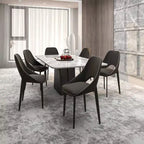 LeisureMod Amalfi Collection Sedie da Pranzo Imbottite Set da 2 Design Curvo con Schienale Aperto e Gambe in Ferro Verniciato a Polvere per Cucina e Sala da Pranzo