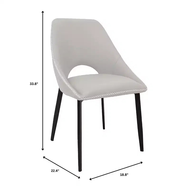 LeisureMod Amalfi Collection Sedie da Pranzo Imbottite Set da 2 Design Curvo con Schienale Aperto e Gambe in Ferro Verniciato a Polvere per Cucina e Sala da Pranzo