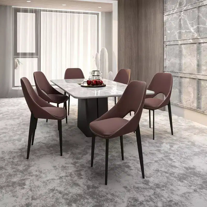 LeisureMod Amalfi Collection Sedie da Pranzo Imbottite Set da 2 Design Curvo con Schienale Aperto e Gambe in Ferro Verniciato a Polvere per Cucina e Sala da Pranzo