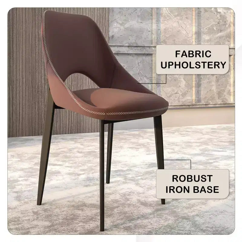 LeisureMod Amalfi Collection Sedie da Pranzo Imbottite Set da 2 Design Curvo con Schienale Aperto e Gambe in Ferro Verniciato a Polvere per Cucina e Sala da Pranzo