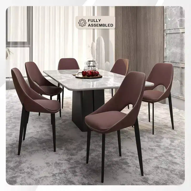LeisureMod Amalfi Collection Sedie da Pranzo Imbottite Set da 2 Design Curvo con Schienale Aperto e Gambe in Ferro Verniciato a Polvere per Cucina e Sala da Pranzo