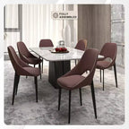 LeisureMod Amalfi Collection Sedie da Pranzo Imbottite Set da 2 Design Curvo con Schienale Aperto e Gambe in Ferro Verniciato a Polvere per Cucina e Sala da Pranzo