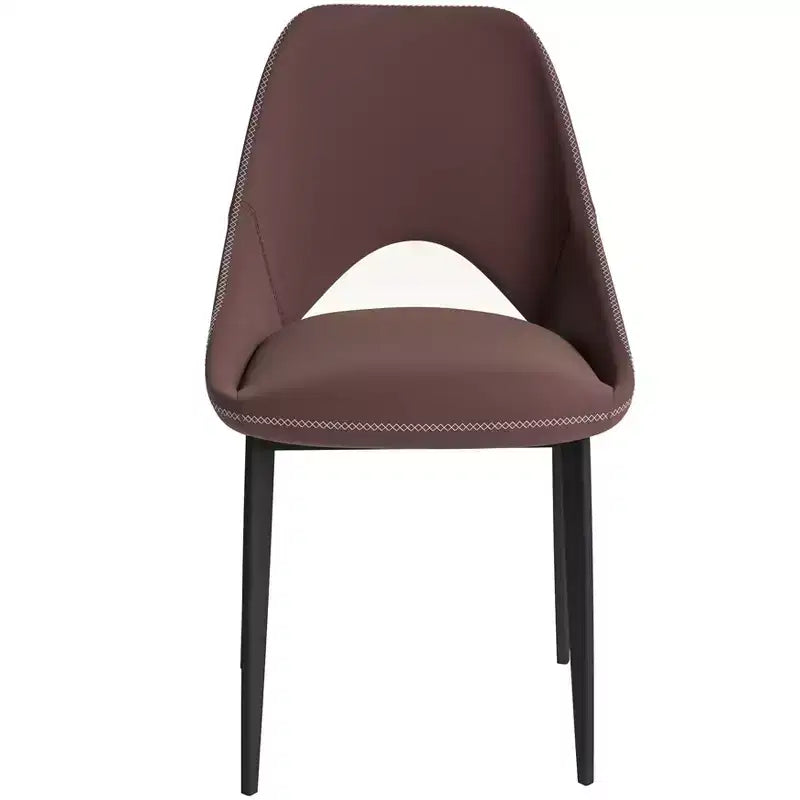 LeisureMod Amalfi Collection Sedie da Pranzo Imbottite Set da 2 Design Curvo con Schienale Aperto e Gambe in Ferro Verniciato a Polvere per Cucina e Sala da Pranzo