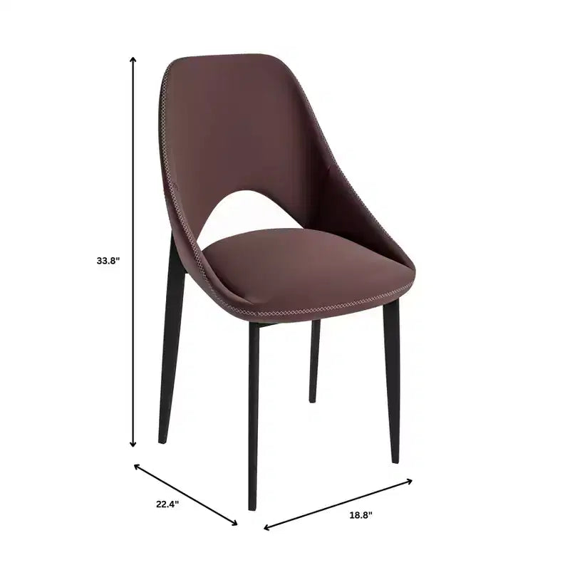 LeisureMod Amalfi Collection Sedie da Pranzo Imbottite Set da 2 Design Curvo con Schienale Aperto e Gambe in Ferro Verniciato a Polvere per Cucina e Sala da Pranzo