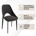 LeisureMod Amalfi Collection Sedie da Pranzo Imbottite Set da 2 Design Curvo con Schienale Aperto e Gambe in Ferro Verniciato a Polvere per Cucina e Sala da Pranzo