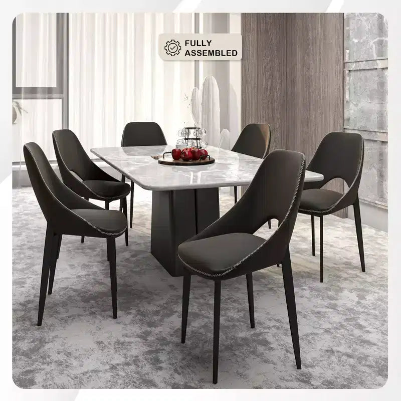 LeisureMod Amalfi Collection Sedie da Pranzo Imbottite Set da 2 Design Curvo con Schienale Aperto e Gambe in Ferro Verniciato a Polvere per Cucina e Sala da Pranzo