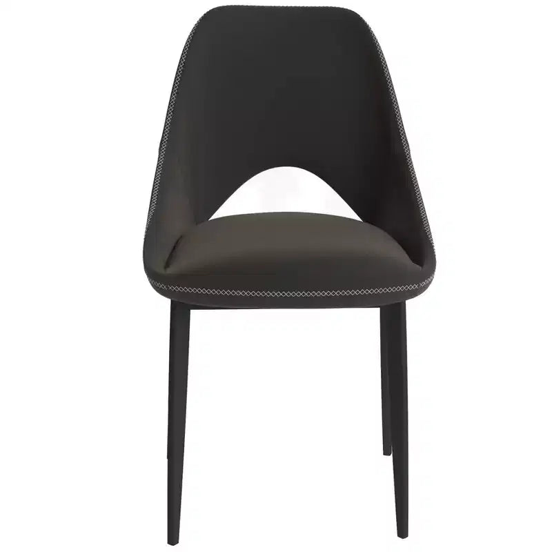 LeisureMod Amalfi Collection Sedie da Pranzo Imbottite Set da 2 Design Curvo con Schienale Aperto e Gambe in Ferro Verniciato a Polvere per Cucina e Sala da Pranzo