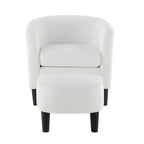 Poltrona d'accento in velluto a coste con pouf e braccioli curvi – Velluto a coste grigio / bianco / giallo / verde / Tessuto nero