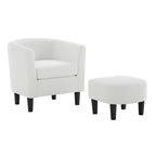 Poltrona d'accento in velluto a coste con pouf e braccioli curvi – Velluto a coste grigio / bianco / giallo / verde / Tessuto nero