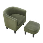 Poltrona d'accento in velluto a coste con pouf e braccioli curvi – Velluto a coste grigio / bianco / giallo / verde / Tessuto nero