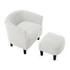 Poltrona d'accento in velluto a coste con pouf e braccioli curvi – Velluto a coste grigio / bianco / giallo / verde / Tessuto nero