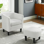 Poltrona d'accento in velluto a coste con pouf e braccioli curvi – Velluto a coste grigio / bianco / giallo / verde / Tessuto nero