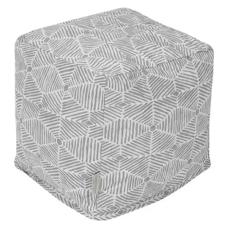 Pouf Contenitore a Cubo in Twill di Cotone con Fodera Lavabile con Cerniera e Imbottitura in Polistirolo – Grigio / Smeraldo / Beige Metallico / Salmone, Singolo
