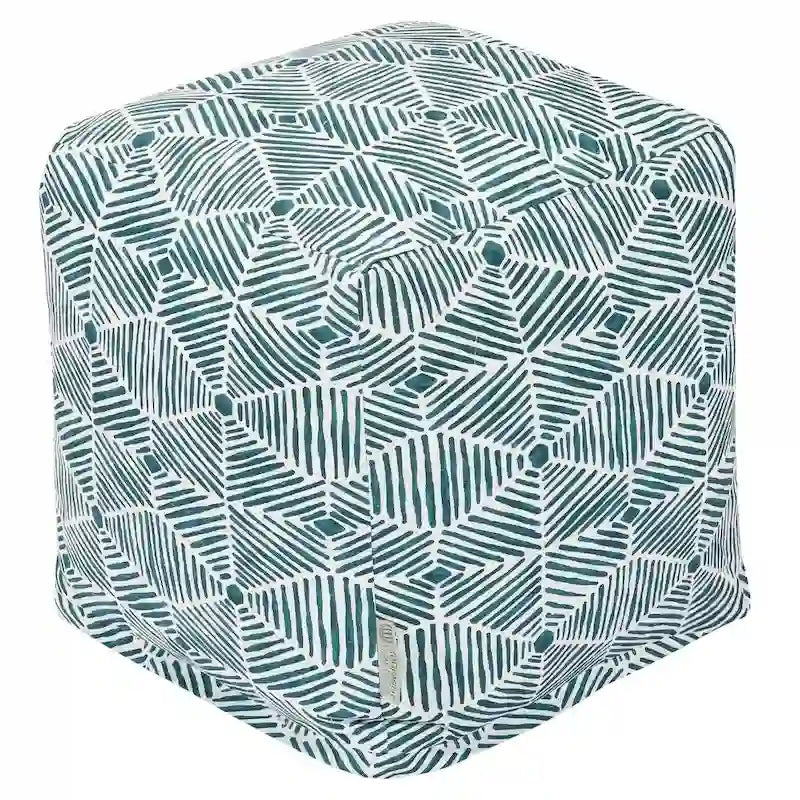 Pouf Contenitore a Cubo in Twill di Cotone con Fodera Lavabile con Cerniera e Imbottitura in Polistirolo – Grigio / Smeraldo / Beige Metallico / Salmone, Singolo