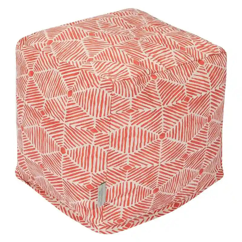 Pouf Contenitore a Cubo in Twill di Cotone con Fodera Lavabile con Cerniera e Imbottitura in Polistirolo – Grigio / Smeraldo / Beige Metallico / Salmone, Singolo