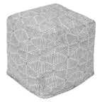 Pouf Contenitore a Cubo in Twill di Cotone con Fodera Lavabile con Cerniera e Imbottitura in Polistirolo – Grigio / Smeraldo / Beige Metallico / Salmone, Singolo