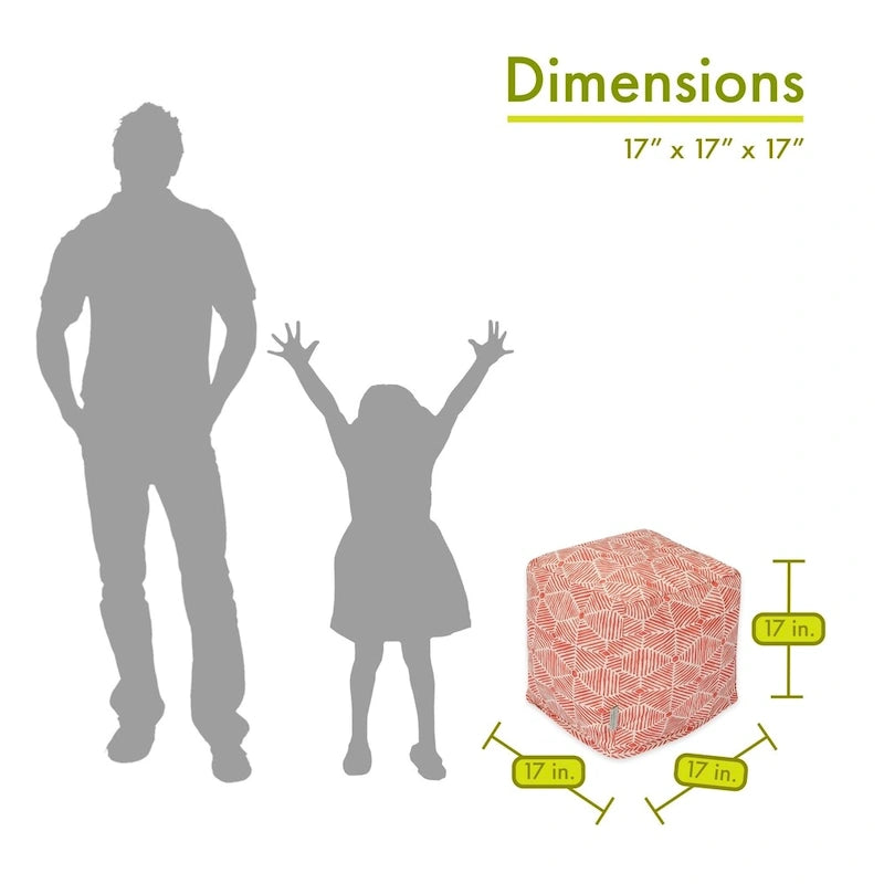 Pouf Contenitore a Cubo in Twill di Cotone con Fodera Lavabile con Cerniera e Imbottitura in Polistirolo – Grigio / Smeraldo / Beige Metallico / Salmone, Singolo