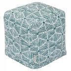 Pouf Contenitore a Cubo in Twill di Cotone con Fodera Lavabile con Cerniera e Imbottitura in Polistirolo – Grigio / Smeraldo / Beige Metallico / Salmone, Singolo