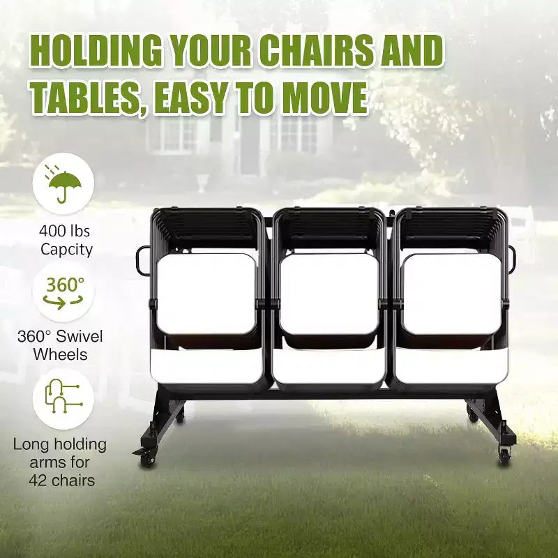 Carrello per Sedie Pieghevoli con Ruote Porta Sedie Pieghevoli per Conservare Sedie o Tavoli Capacità 180/360 kg Carrello Porta Sedie