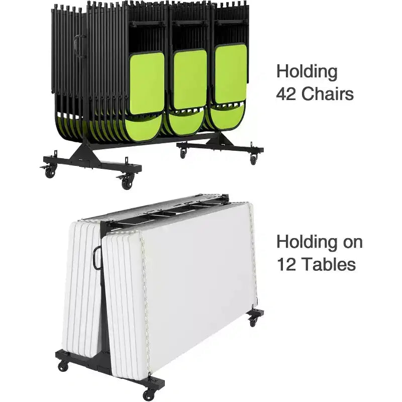 Carrello per Sedie Pieghevoli con Ruote Porta Sedie Pieghevoli per Conservare Sedie o Tavoli Capacità 180/360 kg Carrello Porta Sedie