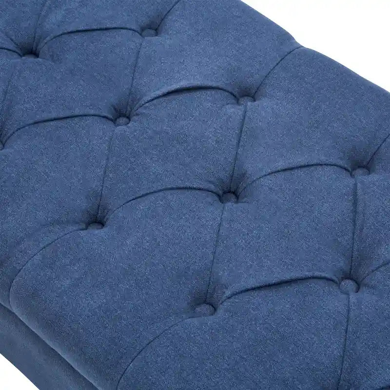 Panca Contenitore Trapuntata Flip-Top da 50,4 Pollici con Braccioli Arrotondati e Gambe in Legno Massello – Verde / Grigio / Beige / Blu / Marrone / Grigio Chiaro / Kaki, Posti a Sedere per 3 Persone