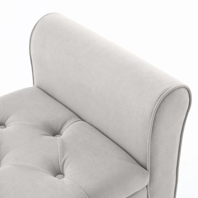 Panca Contenitore Trapuntata Flip-Top da 50,4 Pollici con Braccioli Arrotondati e Gambe in Legno Massello – Verde / Grigio / Beige / Blu / Marrone / Grigio Chiaro / Kaki, Posti a Sedere per 3 Persone