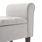 Panca Contenitore Trapuntata Flip-Top da 50,4 Pollici con Braccioli Arrotondati e Gambe in Legno Massello – Verde / Grigio / Beige / Blu / Marrone / Grigio Chiaro / Kaki, Posti a Sedere per 3 Persone
