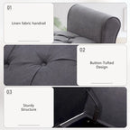 Panca Contenitore Trapuntata Flip-Top da 50,4 Pollici con Braccioli Arrotondati e Gambe in Legno Massello – Verde / Grigio / Beige / Blu / Marrone / Grigio Chiaro / Kaki, Posti a Sedere per 3 Persone