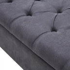 Panca Contenitore Trapuntata Flip-Top da 50,4 Pollici con Braccioli Arrotondati e Gambe in Legno Massello – Verde / Grigio / Beige / Blu / Marrone / Grigio Chiaro / Kaki, Posti a Sedere per 3 Persone