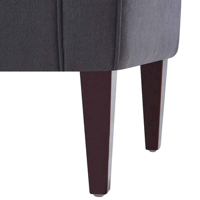 Panca Contenitore Trapuntata Flip-Top da 50,4 Pollici con Braccioli Arrotondati e Gambe in Legno Massello – Verde / Grigio / Beige / Blu / Marrone / Grigio Chiaro / Kaki, Posti a Sedere per 3 Persone