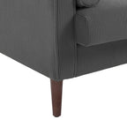 Poltrona d'accento oversize in velluto a coste con sedile trapuntato, braccioli squadrati e gambe coniche in legno – Grigio chiaro / Blu navy / Verde / Beige / Grigio / Giallo