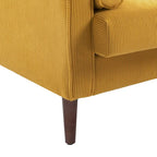 Poltrona d'accento oversize in velluto a coste con sedile trapuntato, braccioli squadrati e gambe coniche in legno – Grigio chiaro / Blu navy / Verde / Beige / Grigio / Giallo
