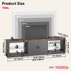 Mobile TV Bestier 70 con LED per TV fino a 75 pollici, Consolle Media per Intrattenimento con Ripiani Regolabili in Vetro Temperato e Vano Contenitore Chiuso per Salotto