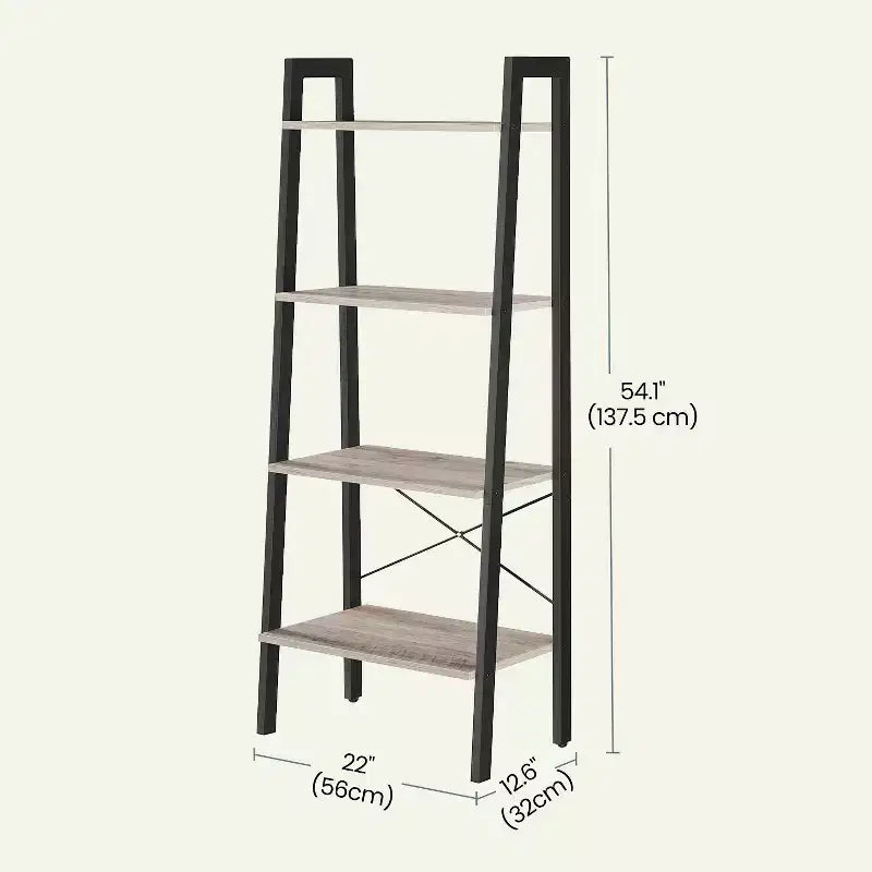 Scaffale a Scala a 4 Livelli, Libreria con Struttura in Acciaio