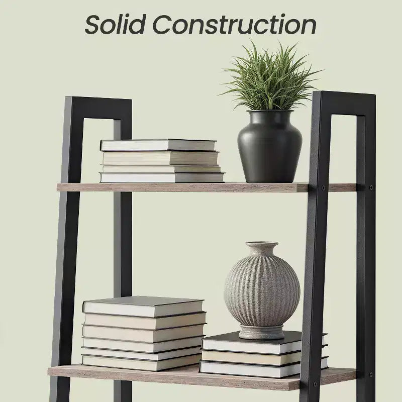 Scaffale a Scala a 4 Livelli, Libreria con Struttura in Acciaio