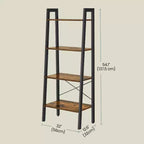 Scaffale a Scala a 4 Livelli, Libreria con Struttura in Acciaio
