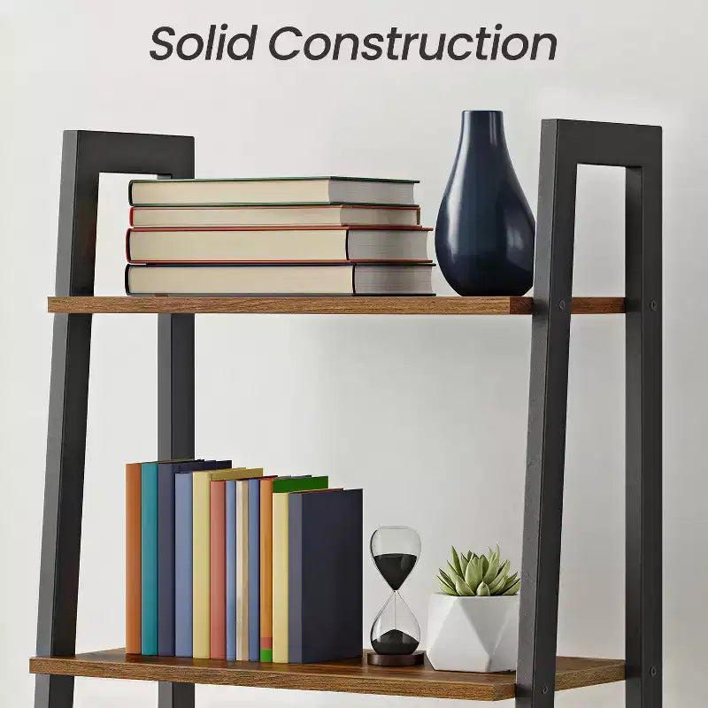 Scaffale a Scala a 4 Livelli, Libreria con Struttura in Acciaio