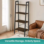 Scaffale a Scala a 4 Livelli, Libreria con Struttura in Acciaio