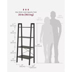 Scaffale a Scala a 4 Livelli, Libreria con Struttura in Acciaio