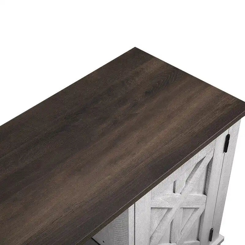 Tavolino Industriale Stretto a 3 Ripiani – Marrone / Grigio / Rovere / Giallo