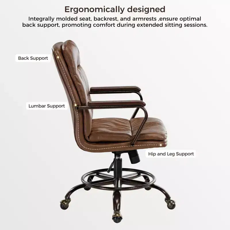 EUREKA ERGONOMIC Regal, Sedia da ufficio in pelle PU, 21,85 P x 24,41 L x 36,61-39,96 A