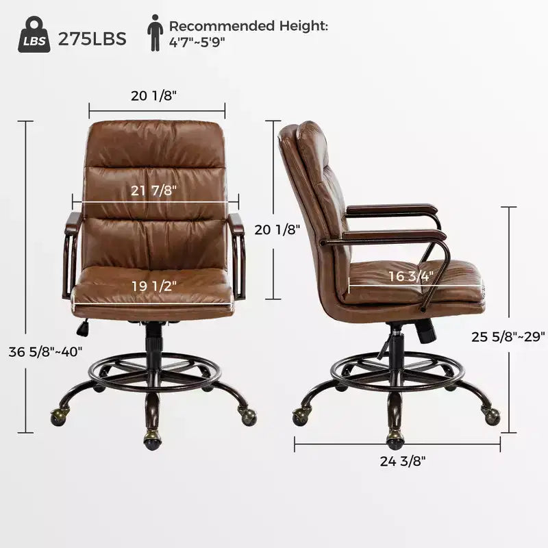 EUREKA ERGONOMIC Regal, Sedia da ufficio in pelle PU, 21,85 P x 24,41 L x 36,61-39,96 A