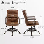 EUREKA ERGONOMIC Regal, Sedia da ufficio in pelle PU, 21,85 P x 24,41 L x 36,61-39,96 A