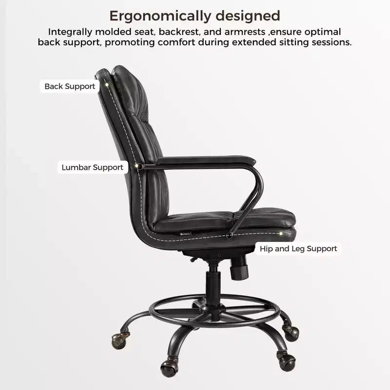 EUREKA ERGONOMIC Regal, Sedia da ufficio in pelle PU, 21,85 P x 24,41 L x 36,61-39,96 A
