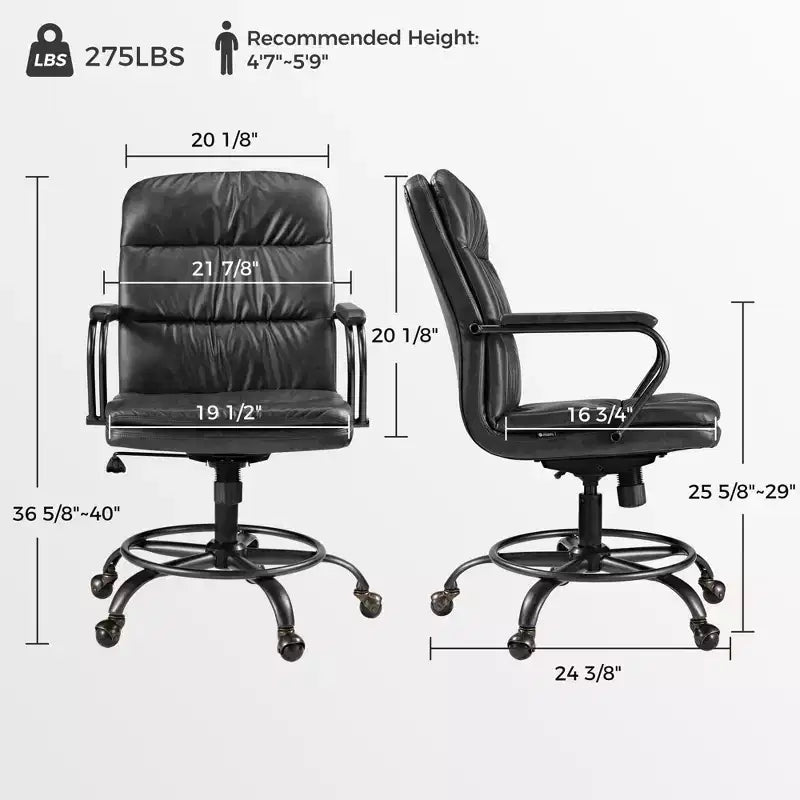 EUREKA ERGONOMIC Regal, Sedia da ufficio in pelle PU, 21,85 P x 24,41 L x 36,61-39,96 A