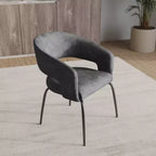 Sedia da pranzo LeisureMod imbottita in pelle con schienale curvo aperto e gambe in ferro Collezione Gavin Set da 4