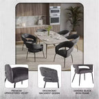 Sedia da pranzo LeisureMod imbottita in pelle con schienale curvo aperto e gambe in ferro Collezione Gavin Set da 4