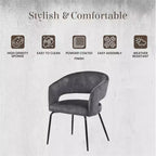 Sedia da pranzo LeisureMod imbottita in pelle con schienale curvo aperto e gambe in ferro Collezione Gavin Set da 4