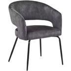 Sedia da pranzo LeisureMod imbottita in pelle con schienale curvo aperto e gambe in ferro Collezione Gavin Set da 4